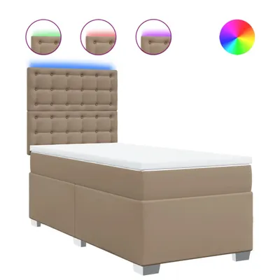 Produktbild von Boxspringbett mit Matratze Cappuccino-Braun 90x200cm Kunstleder