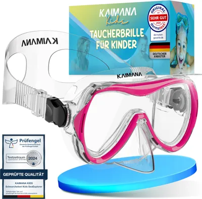 Produktbild von Die e KAIMANA® SeaExplorer Tauchermaske Kinder + Tragetasche, Taucherbrille Kinder, Taucherbrille mit Silikonband