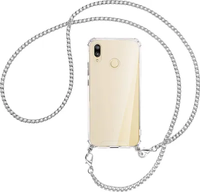 Produktbild von Handykette Backcover-Schutzhülle mit Band (Metall silberfarben) für Huawei P20 lite - silberfarbene Kette