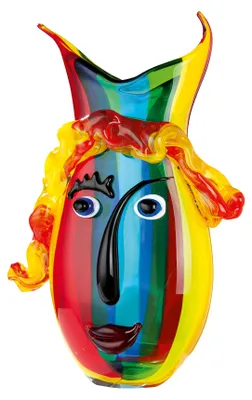 Zdjęcie produktu dla Casablanca Glasart, Gesichtsvase, "Rainbow", Gesichtsmotiv, gestreift, Glas, mehrfarbig, , L. 10 cm, B. 23 cm, H. 37 cm 39599