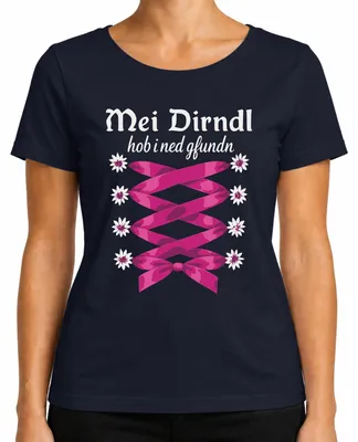 Productafbeelding van , Beierse kleding, Edelweiß, dames T-shirt, marineblauw, maat S. (Geen "Mei Dirndl" gevonden.)