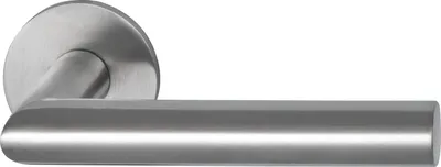 Immagine prodotto di Coppia di maniglie a leva Marchesi - Maniglie per porte su rosetta tonda, acciaio inox satinato