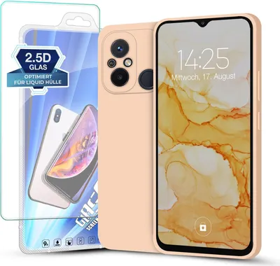 Produktbild von Hülle für Xiaomi Redmi 12C mit 9H Displayglas Displayschutz Plus Case Cover Bumper Silikon Softgrip Schutzhülle Farbe: Rosa
