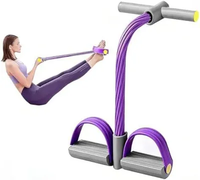 Produktbild von Bauchtrainer, Pedal Zugseil Körper, Sit-Up Trainingsgeräte Bodybuilding Expander, 6 Tubes Gummi Elastische Zugseil, Bauchtrainer für Zuhause, Yoga, Fitness