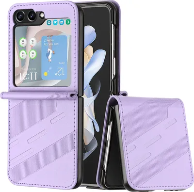 Produktbild von Hülle für Samsung Galaxy Z Flip 6 / Z Flip 7 FE, Kunstleder Brieftaschen Handyhülle mit Kartenfach und Standfunktion Violett