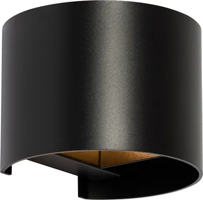 Produktbild von QAZQA - Moderne Wandleuchte Schwarz mit rundem Lichteffekt - Edwin I Up I Down - Aluminium Rund - LED geeignet G9