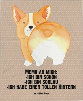 Produktbild von Mr. & Mrs. Panda Babydecke Corgi Po - Hundeglück - Geschenk, Schlummerdecke, Plaid, Hund, Corgie, Erstlingsdecke, Fleecedecke, Positiv, Sprüche, Spruch, Kinderdecke