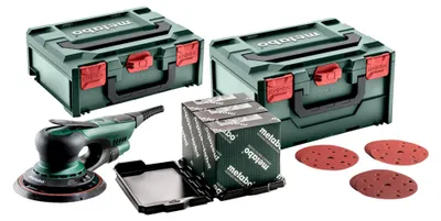 Produktbild von Metabo Exzenterschleifer SXE 150-2.5 BL Set mit metaBOX Schleifmittel-Set "multi-hole", 150 mm, für