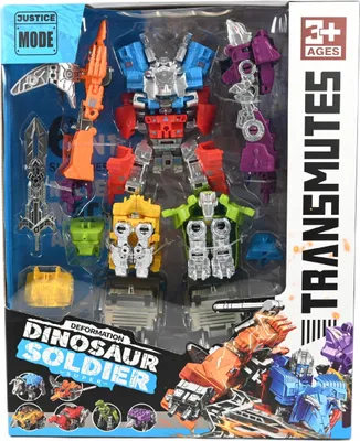 Produktbild von 6in1 Dinosaurier Roboter Set Transformierbare Figuren Mega-Robot Bausatz Kreatives Spielzeug
