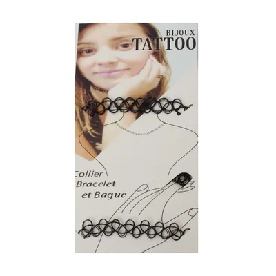 Produktbild von 3er Set Halsband Armband Ring Schwarz