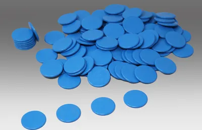 Produktbild von Spielchips blau (100 Stück) aus RE-Plastic® | Zählchips Marker Tokens ø 25 mm