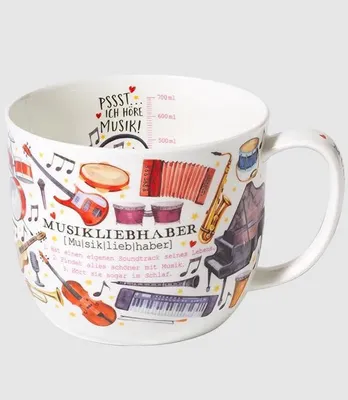 Produktbild von Kaffeebecher Musikliebhaber, Musikinstrumente, Musik, Tasse Hobby, 700 ml Inhalt