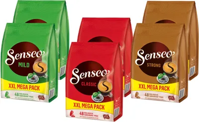 Produktbild von Senseo Pads XXL Probierpaket 3 Sorten Senseo Mild Classic Strong 288 Kaffeepads