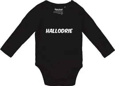 Produktbild von Huuraa Baby Body Hallodrie Schriftzug 68 Black  Baumwolle Fairtrade Langarmbody Geschenkidee