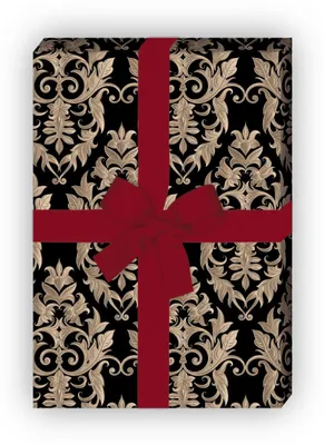 Produktbild von Elegantes Geschenkpapier mit feierlichem Damast Muster, schwarz - G10239, 32 x 48cm
