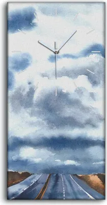 Produktbild von Leinwand Wanduhr Wandkunst Uhr Quarz 30x60 Straße Autobahn Wolken Landschaft - weiße Hände
