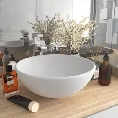 Immagine prodotto di vidaXL Lavabo rotondo bianco opaco 32,5x14 cm in Vetroceramica