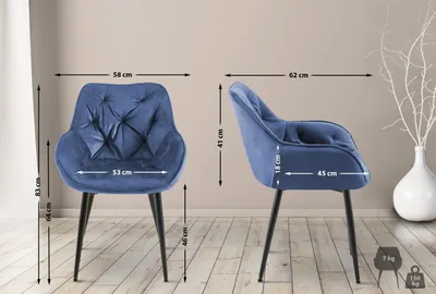 Produktbild von Stuhl Tanna Samt blau