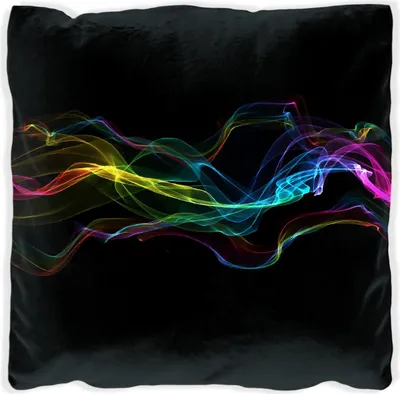 Produktbild von Wallario Premium Kissen, weiche Oberfläche, mit Motiv Bunter Rauch vor schwarzem Hintergrund, Größe: 60 x 60 cm, mit weißer Rückseite