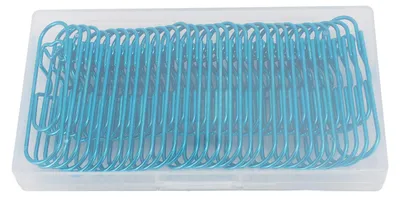 Productafbeelding van 30 stuks metalen pennenclips van roestvrij staal, multifunctioneel, draagbaar, pennencliphouder voor notebooks, bladwijzers, bonnen, blauw