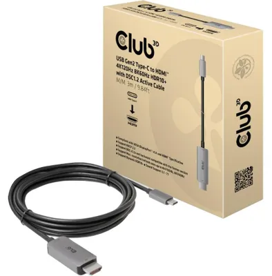 Image de Club3d CLUB3D USB Gen2 Type-C vers HDMI 4K120Hz 8K60Hz HDR10 avec câble actif DSC1.2 M/M 3m / 9.84ft