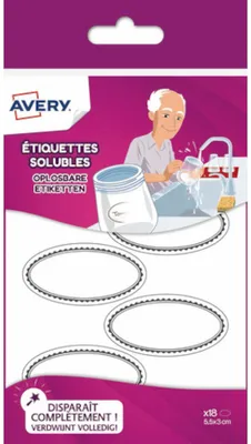 Produktbild von Avery - Family ovale ablösbare Etiketten, ft 5,5 x 3 cm, Hängebeutel mit 18 Etiketten