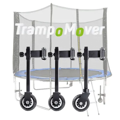 Produktbild von TrampoMover Trampolin-Transporträder, 3-Rad-Transportset mit kugelgelagerten Rädern, 360°-Schwenk- & Feststellrädern, robusten Stahlhalterungen, einfache Verlagerung für Trampoline von 180-305 cm