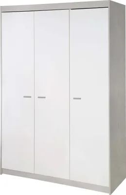 Produktbild von roba Kleiderschrank ‚Julia‘ 3-türig, Drehtürenschrank, Korpus im Nachbildung ‚Weißgekalkte Eiche', Fronten in ‚Weiß'