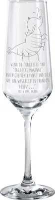 Produktbild von Mr. & Mrs. Panda Glas Garnele Franzose - Transparent - Geschenk, Krabbe, Urlaub, Champagnerglas, Schaumweinglas, Sektflöte, Sektglas, Französisch, graviert