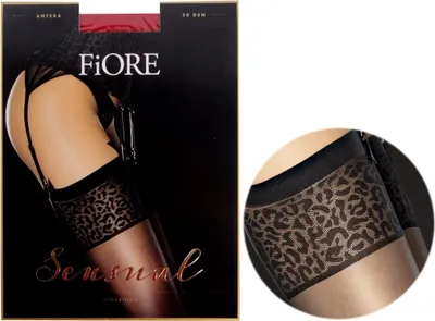 Immagine prodotto di Calze a vita Fiore con polsini leopardati 3 Nero