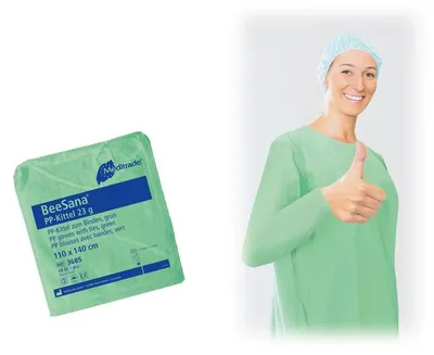 Obrázok produktu pre Meditrade® 3685 Meditrade® unisex Schutzkittel BeeSana® PP grün Einheitsgröße 10 St.