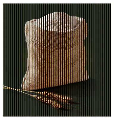 Produktbild von Akustikpaneele mit Digitaldruck Backen02 19 x 2253 x 2400 mm Mehlsack Getreide MDF PET-Fasern Wandpaneele Weiß Beige Schwarz 4 Einzelplatten