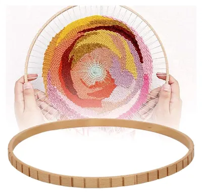 Produktbild von Holz-Strickwebstuhl, Multifunktionales Bastelwerkzeug, 19 cm runder Webstuhl für Handstrickprojekte und Heimdekoration