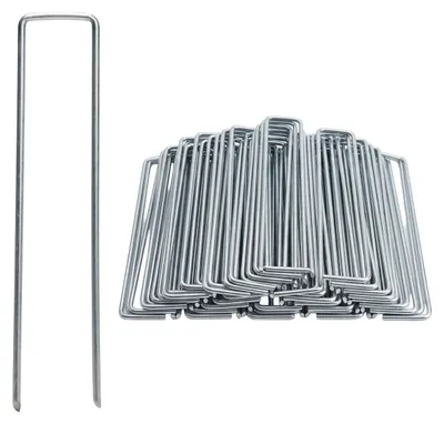 Produktbild von Garronda Erdanker Metall Ø 3 mm 150 × 25 mm 100 Stück Bodenanker für Befestigung von Unkrautvlies und Gartenvlies GD-0179