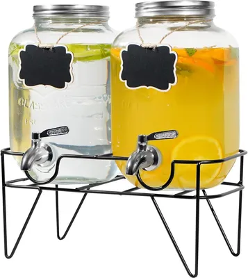 Produktbild von Getränkedusche 2 x 4 l, Glas, mit Ständer und Zapfhahn, für Gartenparty