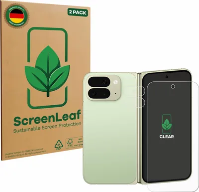 Produktbild von 2x ScreenLeaf Schutzfolie für Google Pixel 10 Pro Fold (Display+Kamera) nachhaltiger Displayschutz Display Schutz Folie Klar Transparent