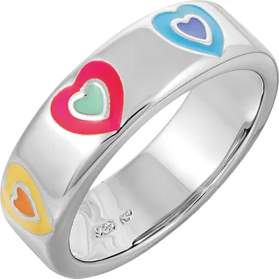 Produktbild von Cai Ring 925 Sterling Silber rhodiniert Email Herzen 41185223671902