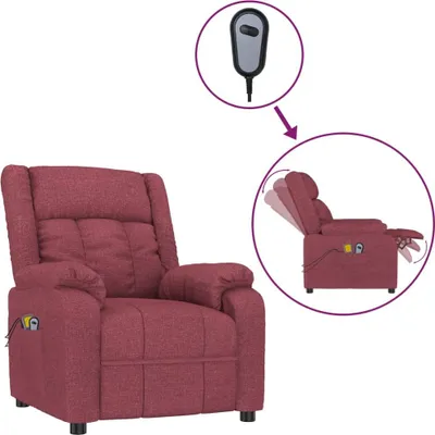 Image de vidaXL Fauteuil de massage électrique vin rouge tissu