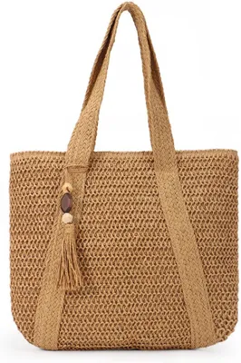 Produktbild von Strohtasche, Strandtasche, groß, mit Quasten, für Sommer