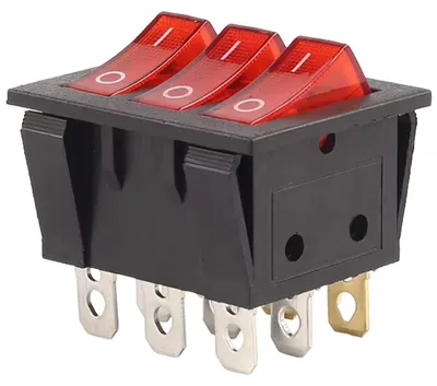 Productafbeelding van ProRide Wipschakelaar KCD3 - 9 Aansluitpinnen - 2 Standen - 250V 16A - Rode LED - Inbouw - Zwart