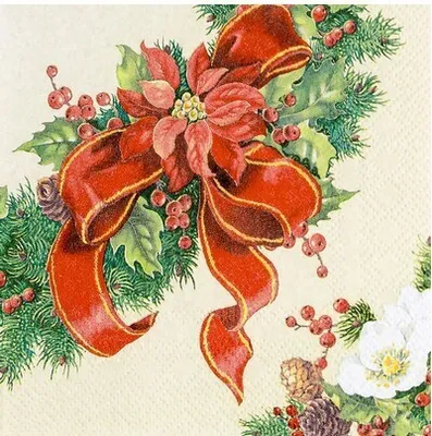 Produktbild von 20 kleine Cocktailservietten Christmas Wreath - Adventskranz 25x25cm