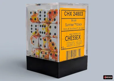 Obrázok produktu pre Chessex Brush Sunrise Black Block 36 kocky D6
