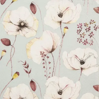 Produktbild von 20 Servietten Delicate Poppies - Schöner, weißer Mohn 33x33cm