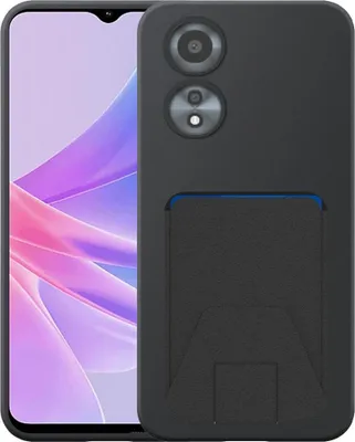 Image de Adaptée à l'Oppo A58 5G / A78 5G Phone Case with Adjustable Leather Cardslot - Flexible Back Cover Case Silicone TPU with Adjustable Leather Cardslot - Black - Smartphonics