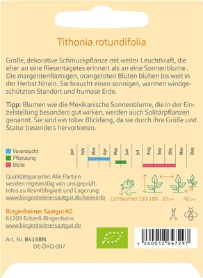 Artikelbild 3 von 'BIO Mexikanische Sonnenblume' aus der Kategorie Sonnenblumensamen