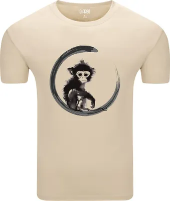 Produktbild von Diarbo Herren T-Shirt mit Tierliebhaber Druck Kleiner Affe Beige Gr.XL