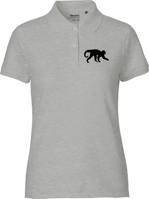 Produktbild von Huuraa Damen Polo Shirt Affe Silhouette XL Sport Grey Bio Baumwolle Fairtrade Poloshirt Geschenkidee