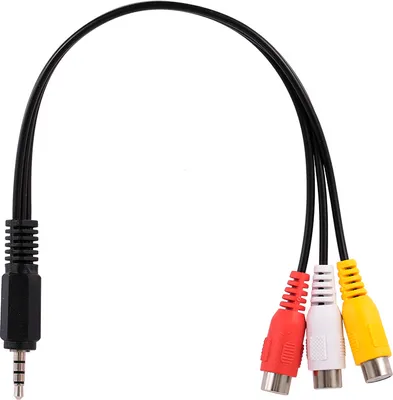 Produktbild von 3,5-mm-Klinke auf 3 Cinch-Audio-Video-Kabelstecker auf 3 Cinch-Buchsenstecker Hochwertiges AV-Adapterkabel