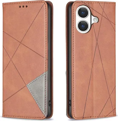 Produktbild von Mobigear Rhombus Slim iPhone 17 Hülle Klapphülle - Braun