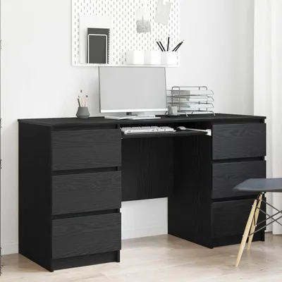 Produktbild von Maison Exclusive - Schreibtisch mit Speicher Schwarz Eichen-Optik 140 x 50 x 76 cm
